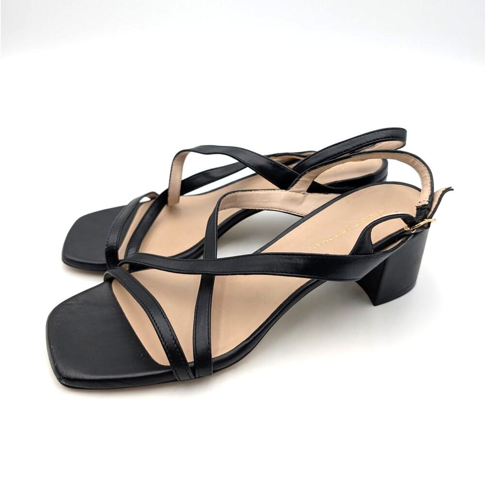 Stuart Weitzman Oasis 50 Block Heel Sandals Women's Black Size US7B EU37.5